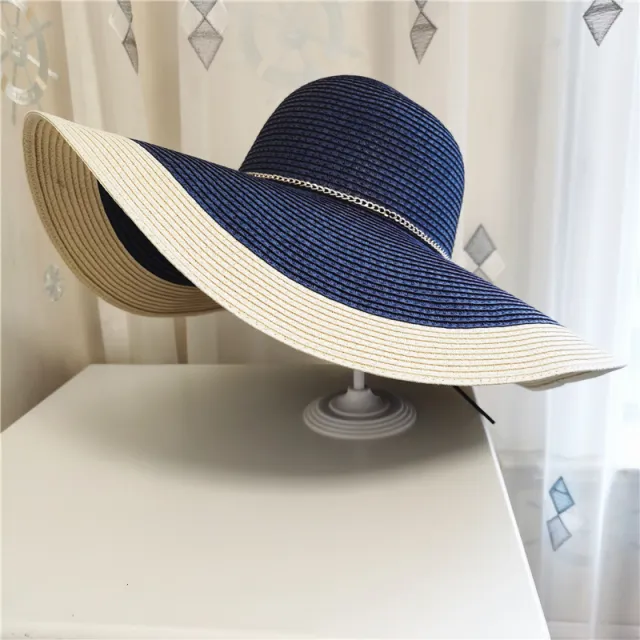 Summer Sun Protection Big Brim Beach Hat Outdoor Navy - Shop at LoveMi