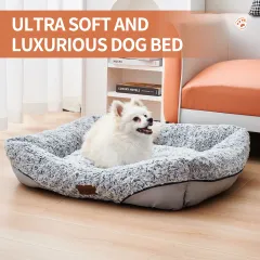 Swirl Rose Velvet Dog Beds For Small Medium Dogs Removable Cushion Calming Dog Sofa Beds Anti-Anxiety Machine Washable Cat Beds - View 1