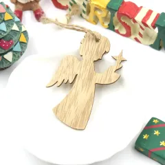 Christmas Snowflake Elk Wooden Pendant Decoration - Angel - View 1