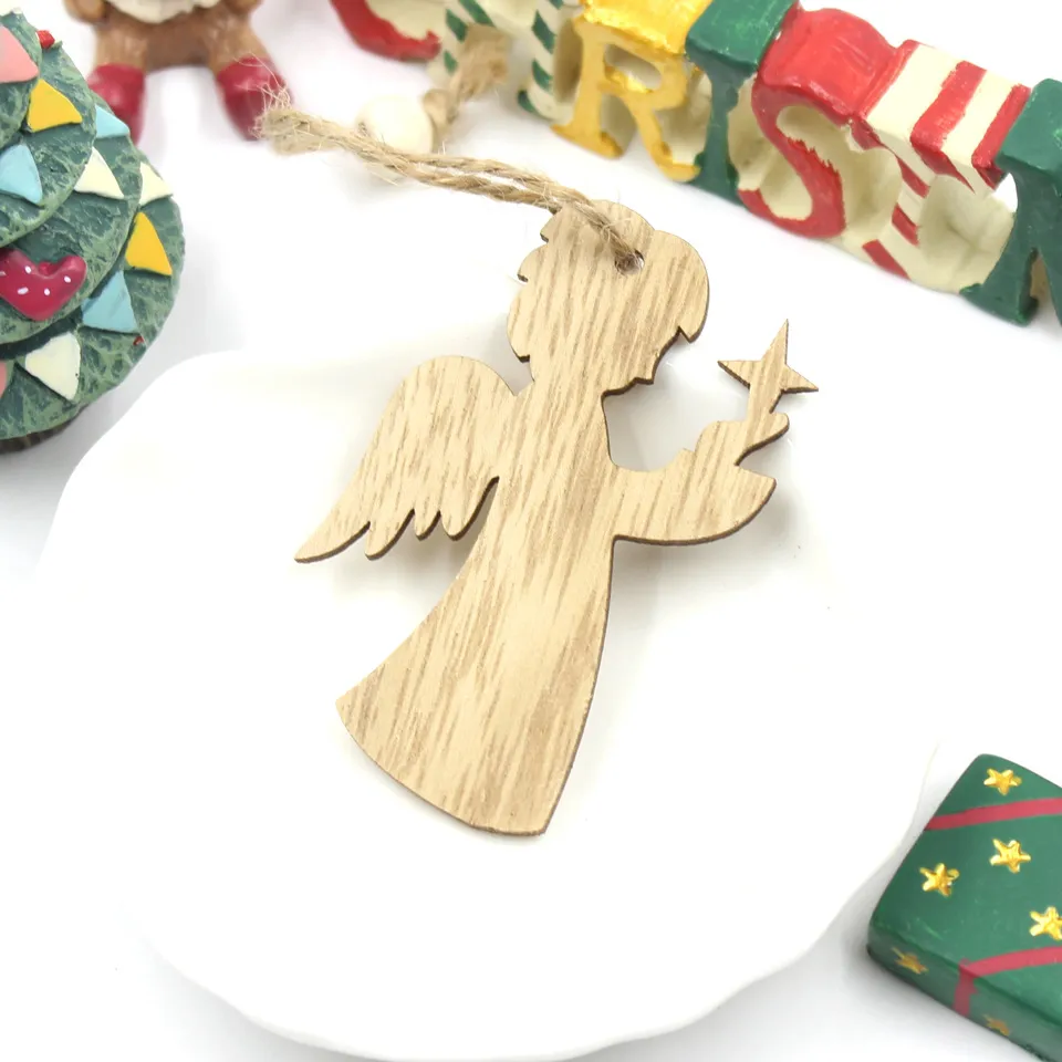 Christmas Snowflake Elk Wooden Pendant Decoration - Angel