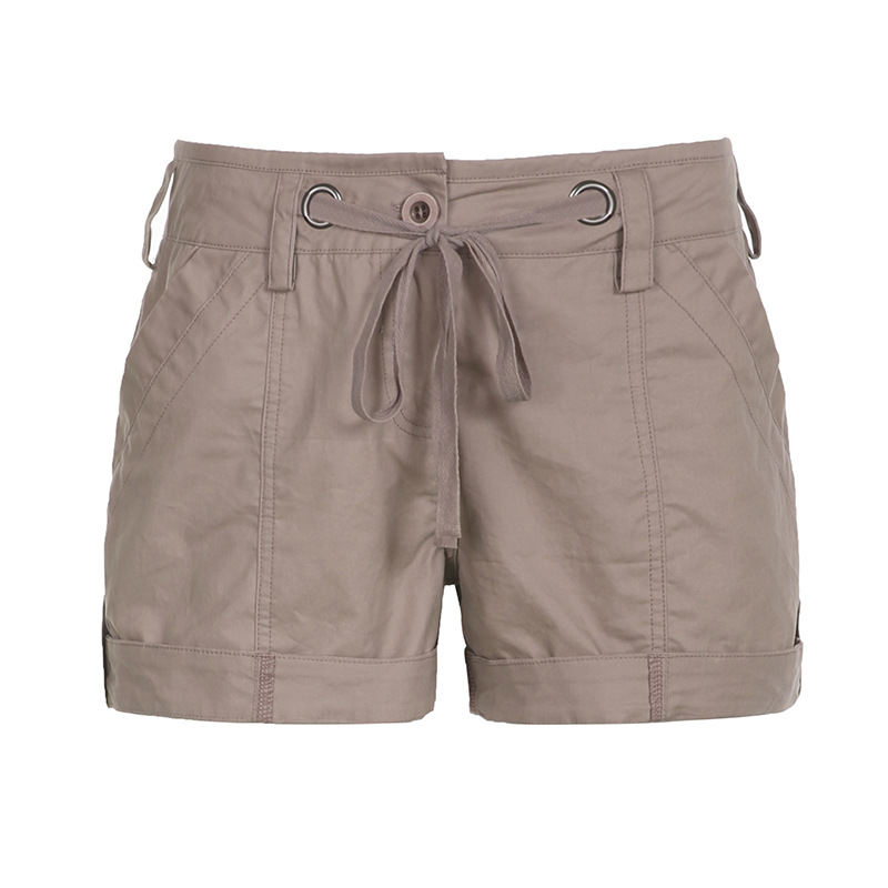 Women's Fashion Lace up Cargo Woven Shorts Khaki - Shop at LoveMi