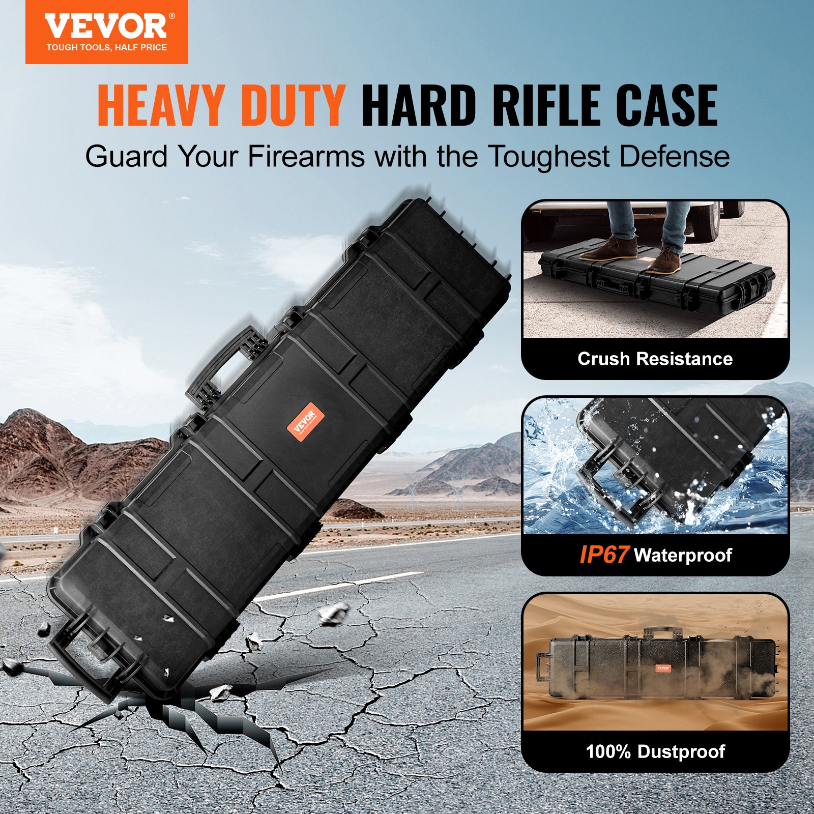 Tactical Range Case, Outdoor Tactical Hard Case With 3 Layers Fully protective Foams, 50... thumbnail 1