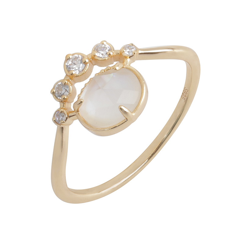 Title 1, Stick White Shell Double Stone Ring