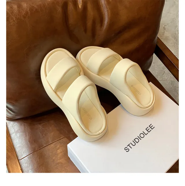 Women's Round Head Thick Bottom Wide brimmed With Platform Slippers White - Shop at LoveMi