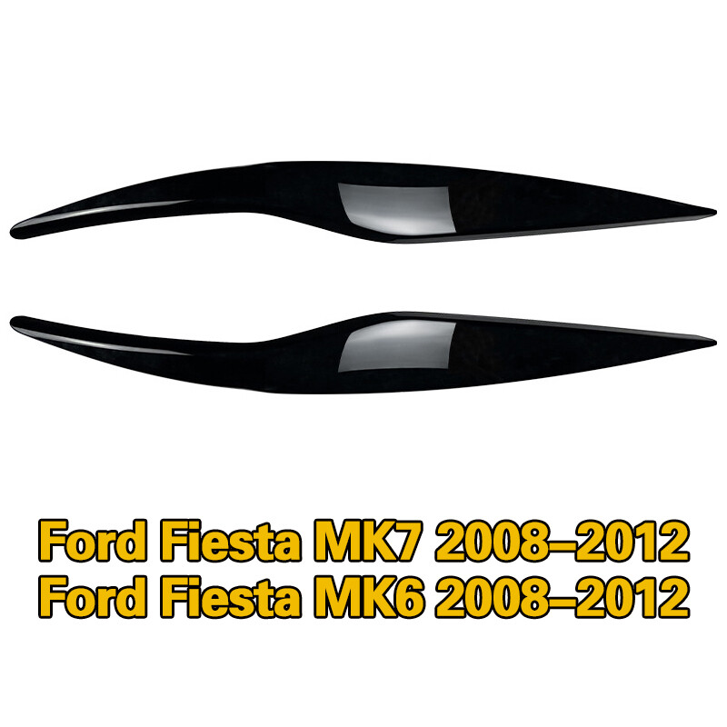 2x Eyebrows Trim Cover For Ford Fiesta MK7 2008  2012 Headlight Lids Gloss Black