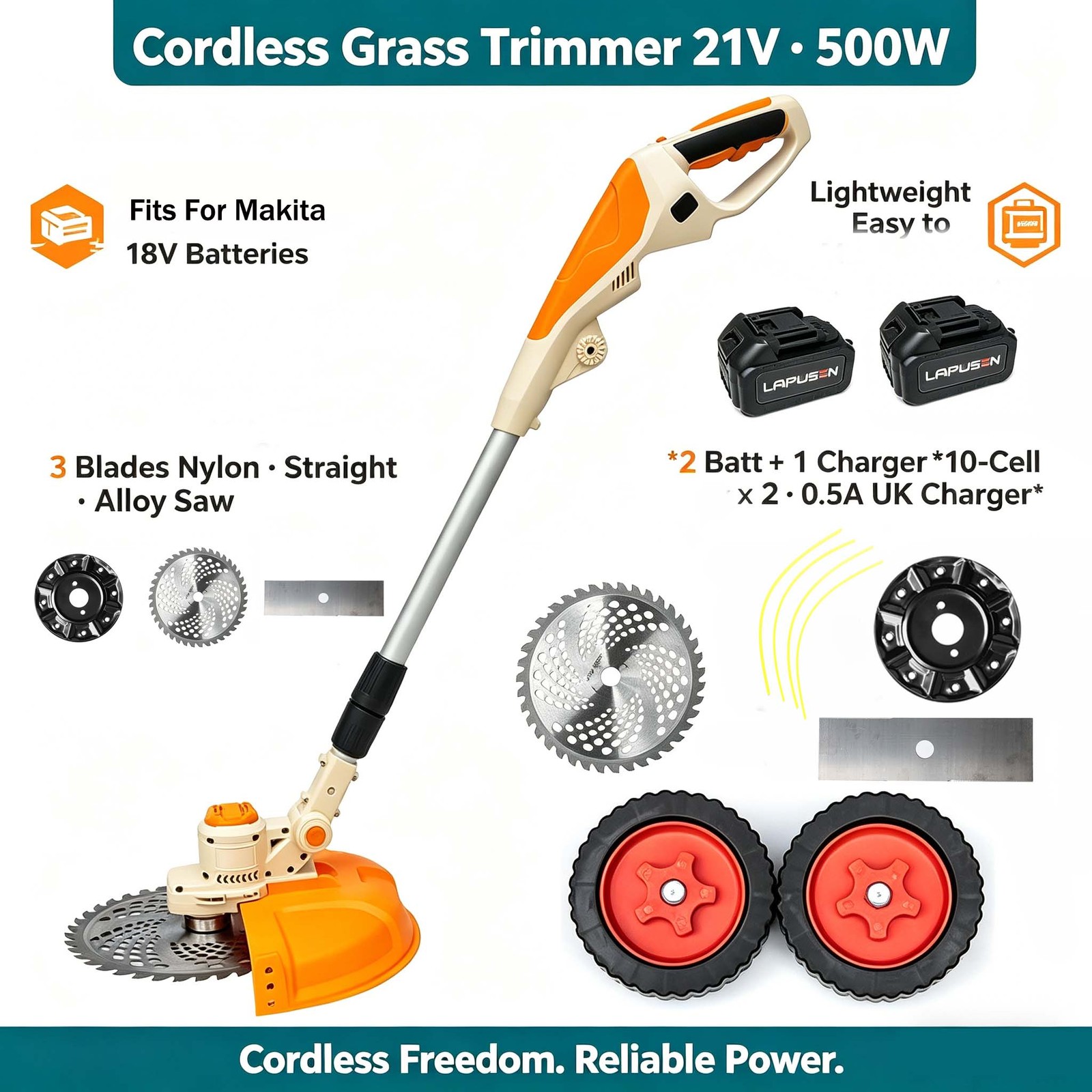 Cordless electric grass trimmer multi-functional brushless