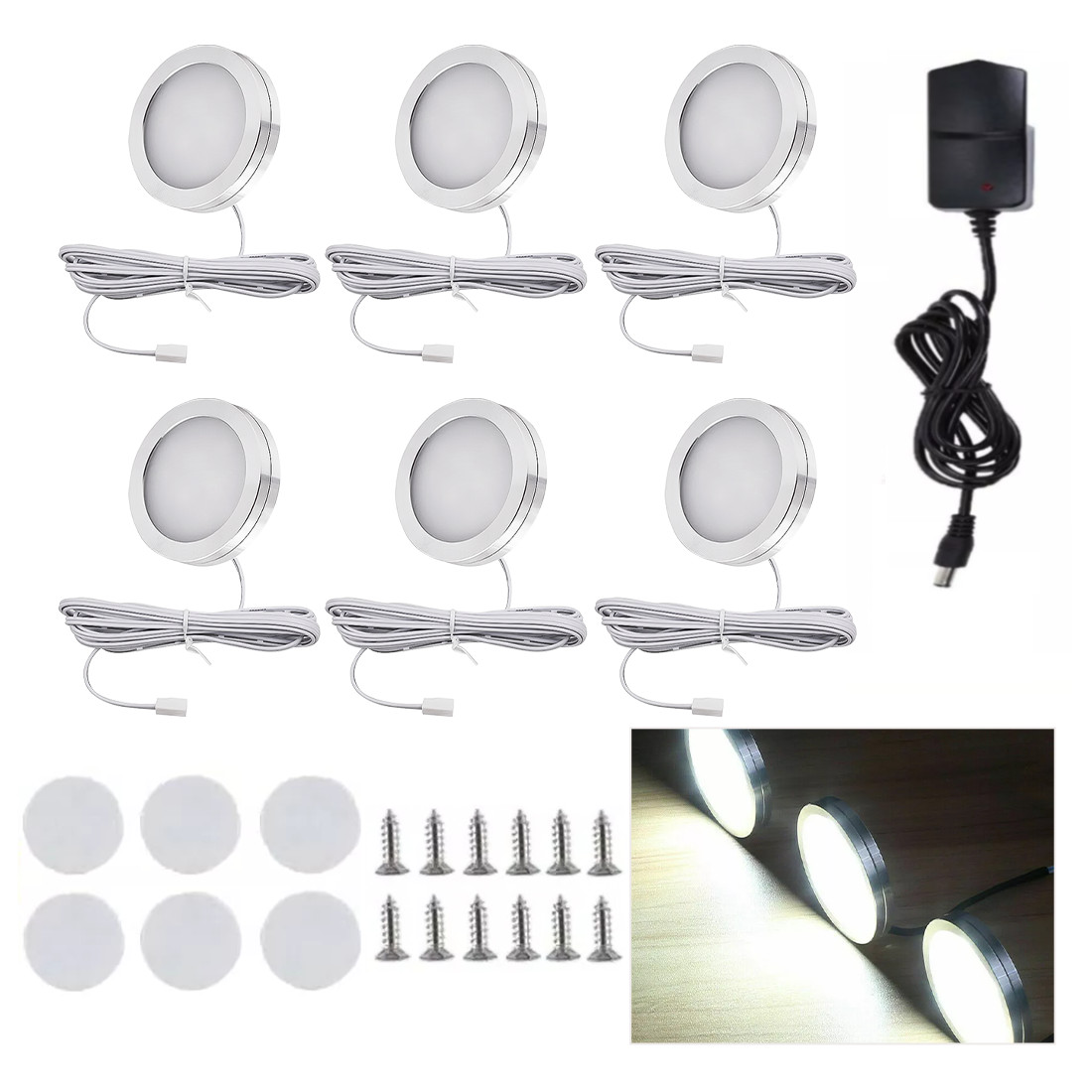 LED Under Cabinet Lighting Kitchen Counter Closet Puck Light Lamp 36 Packs Kit — image 5