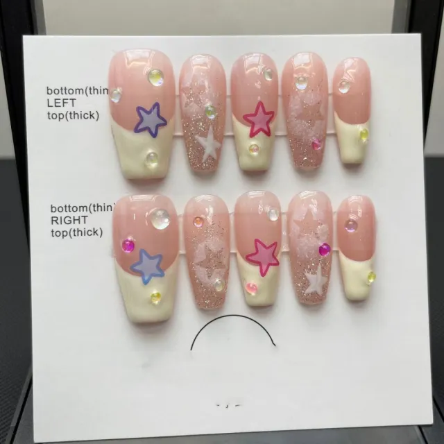 Pure Handmade Finished Wearable Gentle Nails 617Sweet Star Ladder - Shop at LoveMi