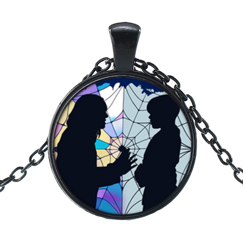 Punk wednesday character glass dome pendant necklace