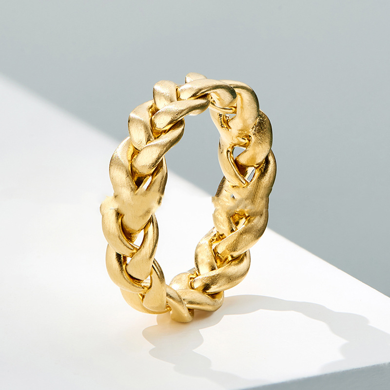 Title 5, Ins Wind Plated 18k Gold Fried Dough Twist Ring