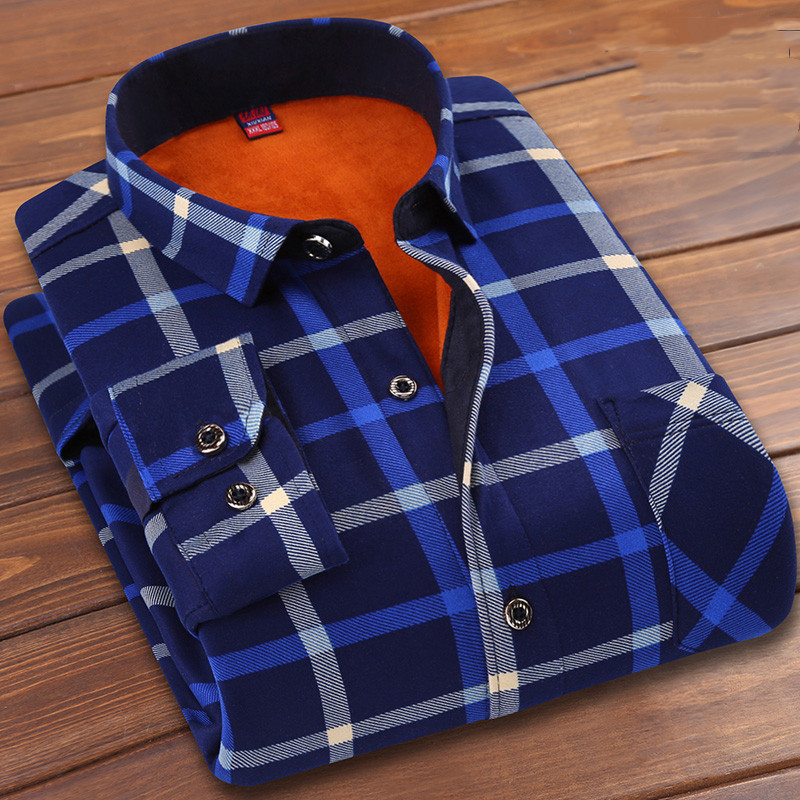 Knitted All-in-one Warm Plus Velvet Thick Men's Shirt Long-sleeved