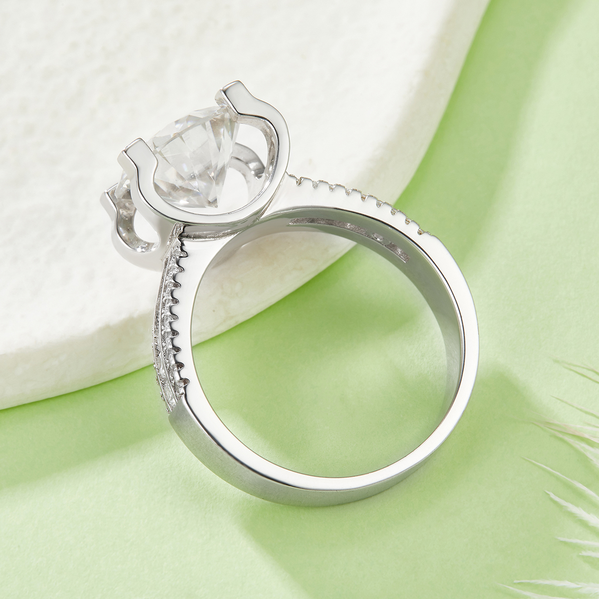 S925 Sterling Silver 5ct Moissanite Ring, 11mm D-VVS1 Wide Band, Platinum Plated 7.7g US Sizes 5-9 GRA Gift Box 3
