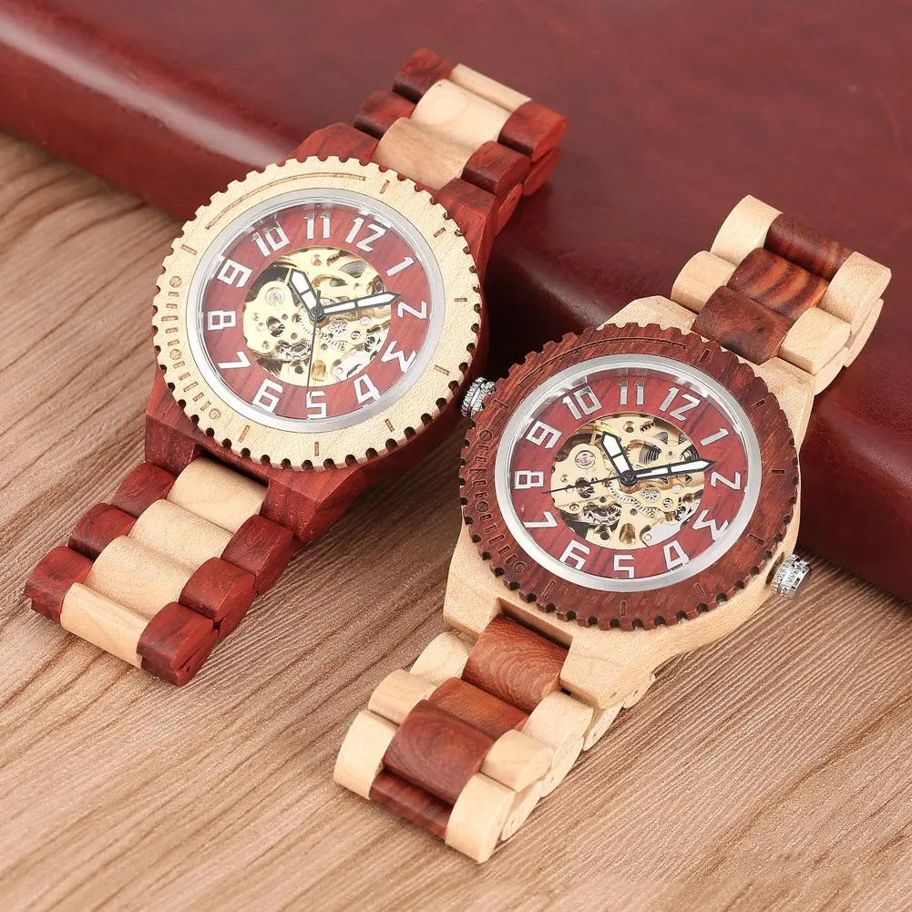 Creative Gear Dial Bamboo Wood Automatic Mechanical