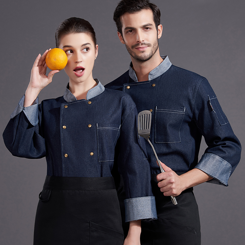 High-grade Hotel Restaurant Club Restaurant Head Chef Denim Work Clothes