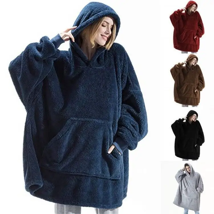 Winter Hoodie Sweatshirt with Big Pocket Women Hooded Tops