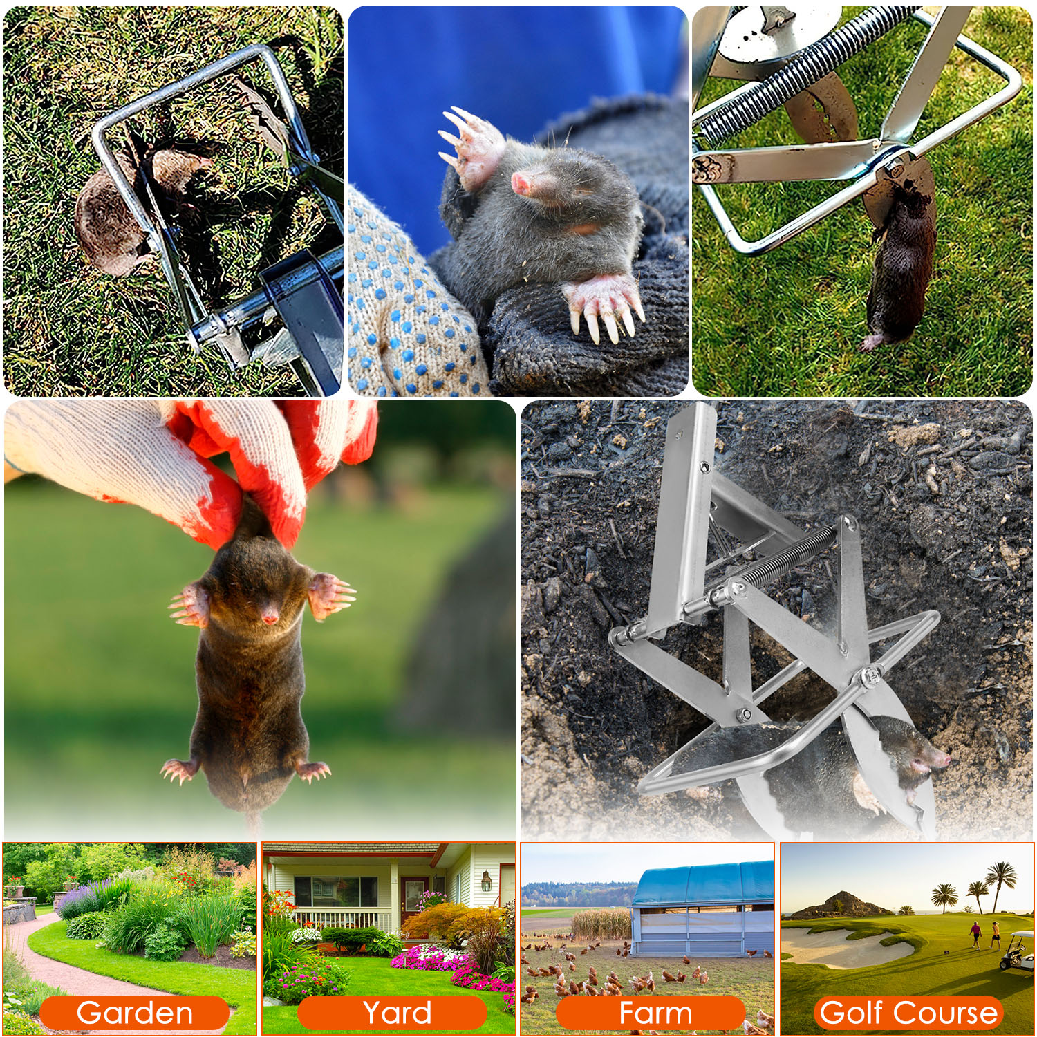 2PCS Easy Setup Mole Scissor Traps Outdoor Reusable Mole Rodent Control Trap Solid Metal Material For Lawn Garden Yard Pro Type