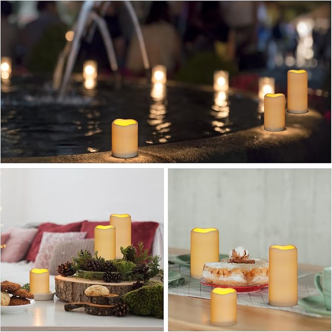 6-Pack Ivory Flameless Pillar Candles, Flickering LED Candles With Remote And Timer