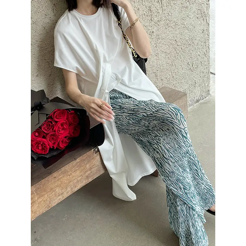 Women's Niche Line Pleated Loose Silhouette Versatile Wide Leg Pants