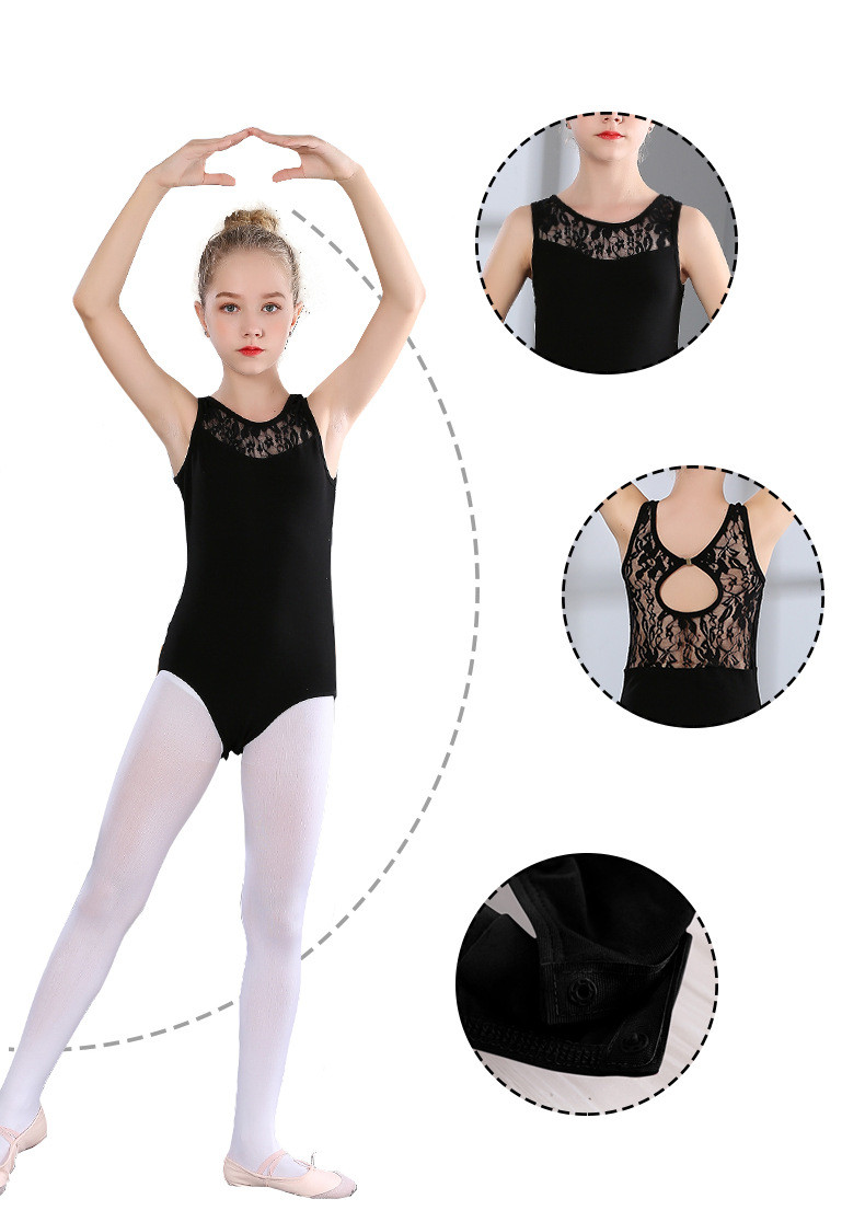Girls' Long-sleeved Cotton Black Dance Dress