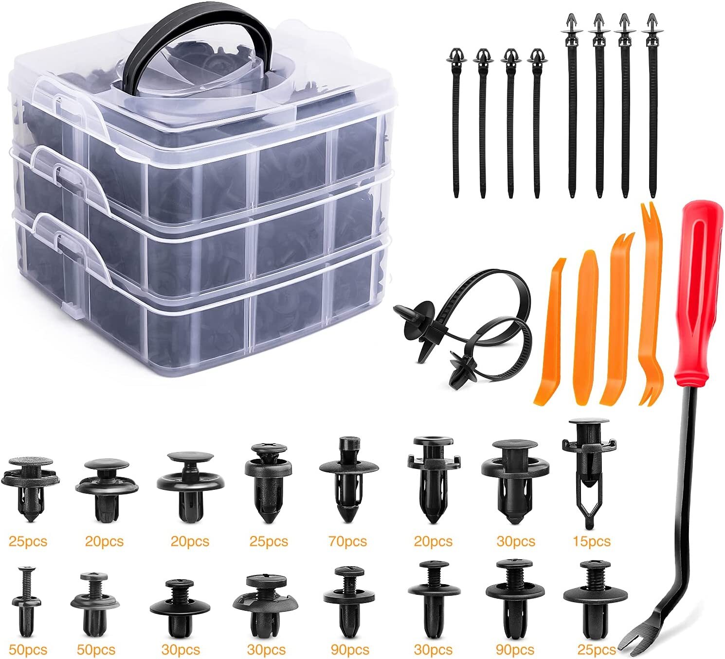700PCS Car Body Plastic Auto Fasteners Push Trim Clips Pin Rivet Bumper Kits