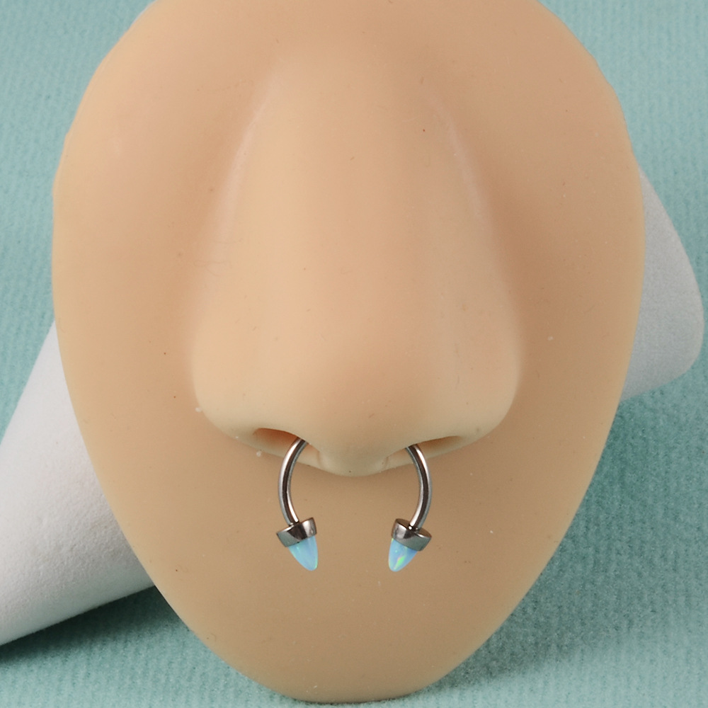 Opal Internal Thread Lip Ring Internal Thread Horseshoe Nose Ring - Image 5