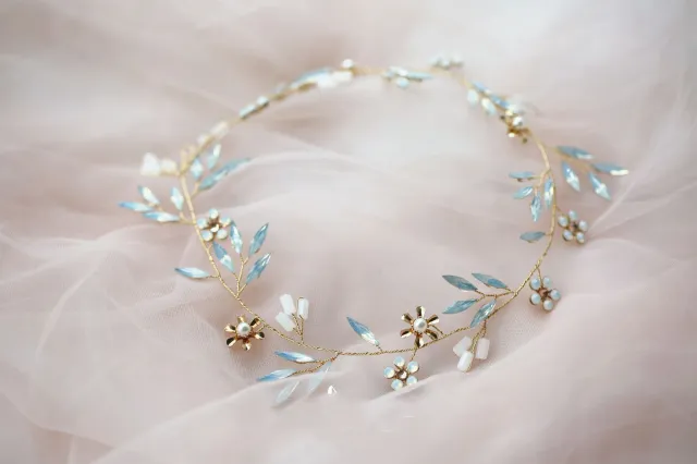Pearl Copper Flower Protein Diamond Golden Self directed Hairband Hair Accessories - Shop at LoveMi