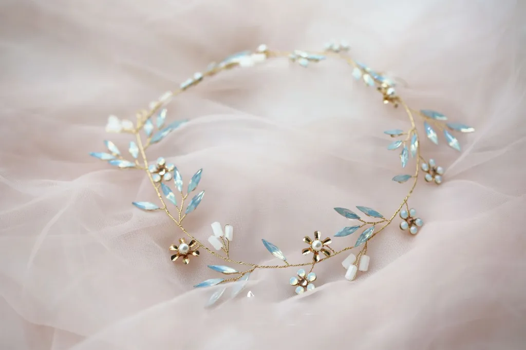 Pearl Copper Flower Protein Diamond Golden Self-directed Hairband - Hair Accessories