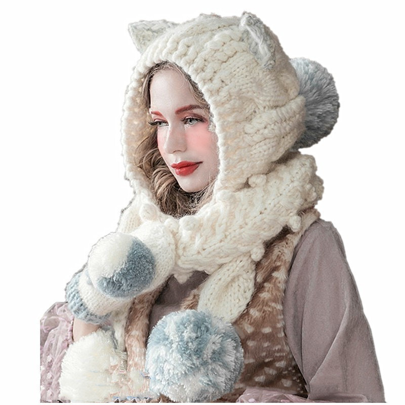 Hat Handmade Knitted Woolen Scarf Hat