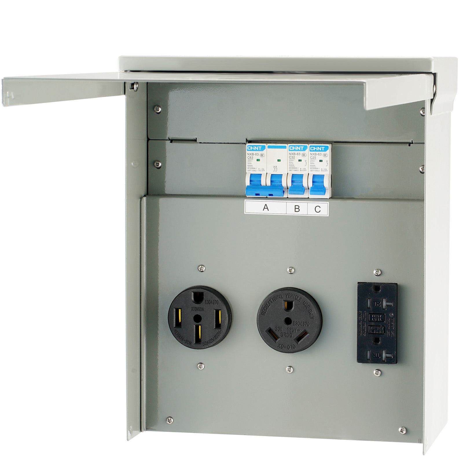 VEVOR Temporary Power Outlet Panel,RV Power Outlet Box With A  Receptacle Installed, NEMA 14-50R   NEMA TT-30R  15A GFCI For RV Camper Trailer Motorhome, Tested To UL Standards image 6
