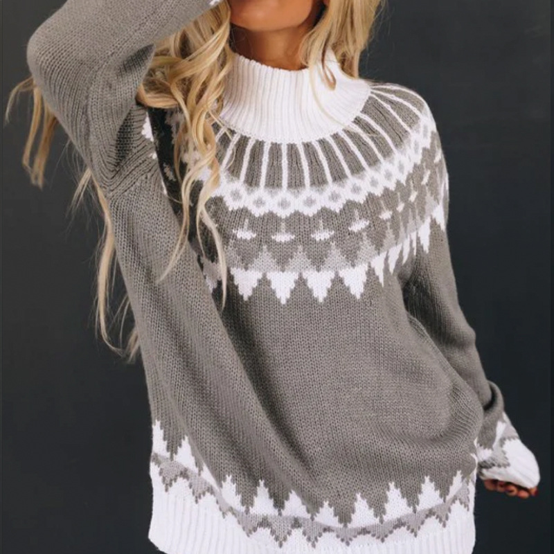 Women's New Knitwear High Neck Loose Pullover Sweater