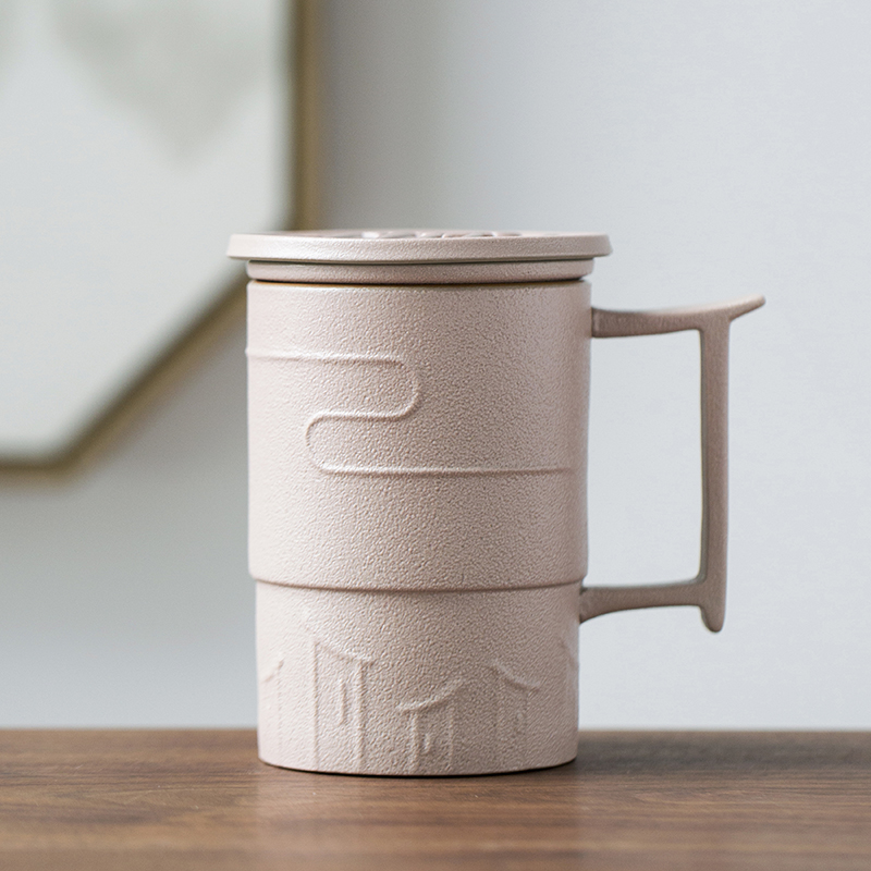 Large Capacity Office National Style Ceramic Mug With Lid