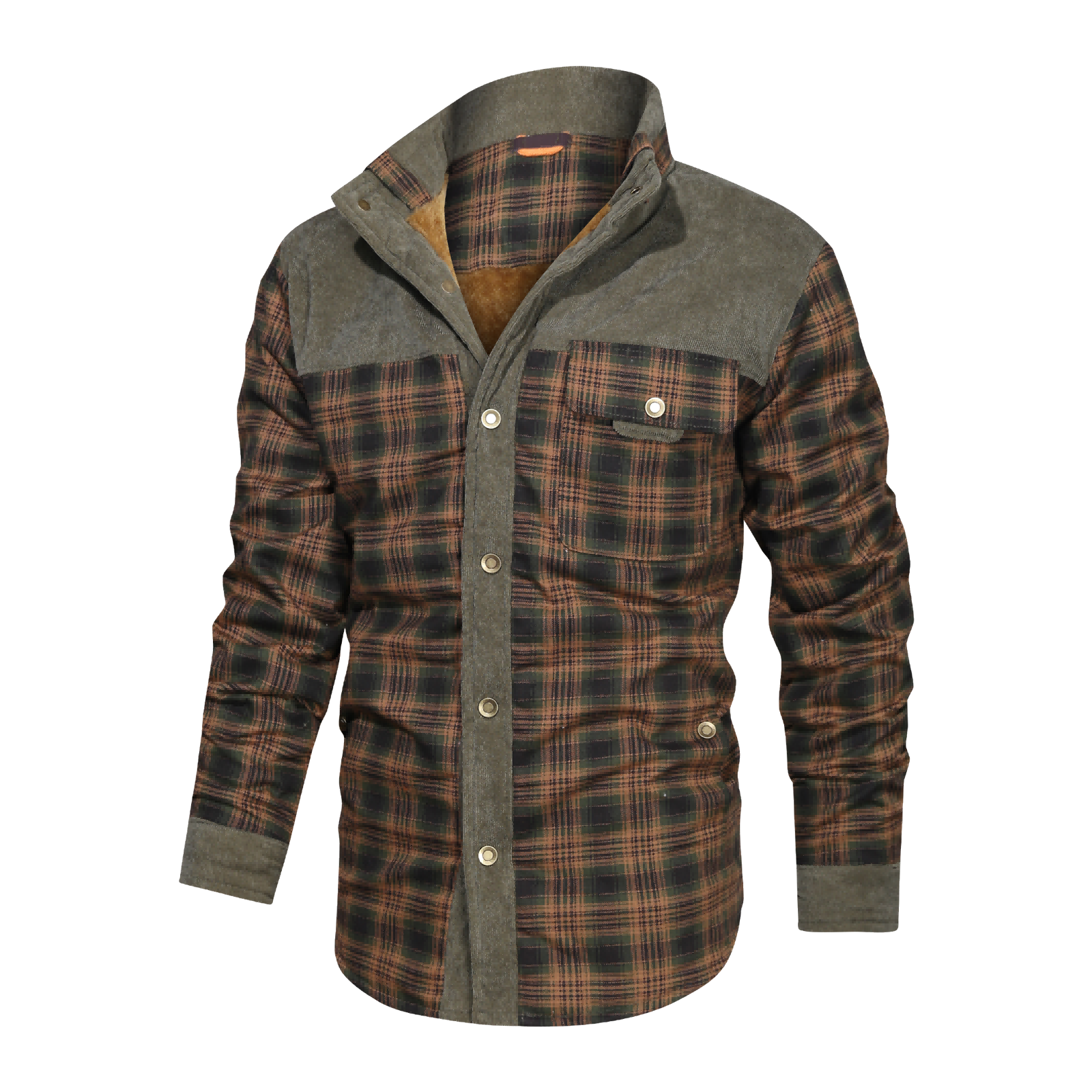 Thickened-Shirt-Jacket-With-Classic-Plaid-Fuzzy-Fleece-Lining-Inside-Design