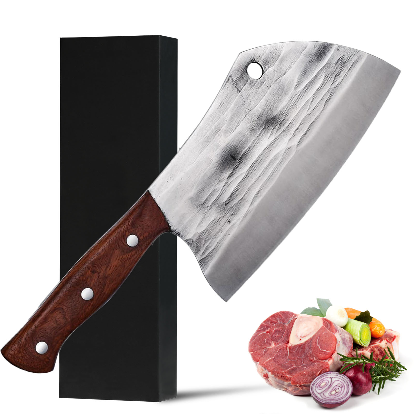 Meat Cleaver Knife Heavy Duty Japanese Hand Forged Chef Knife, Cleaver Knife For Meat Cutting