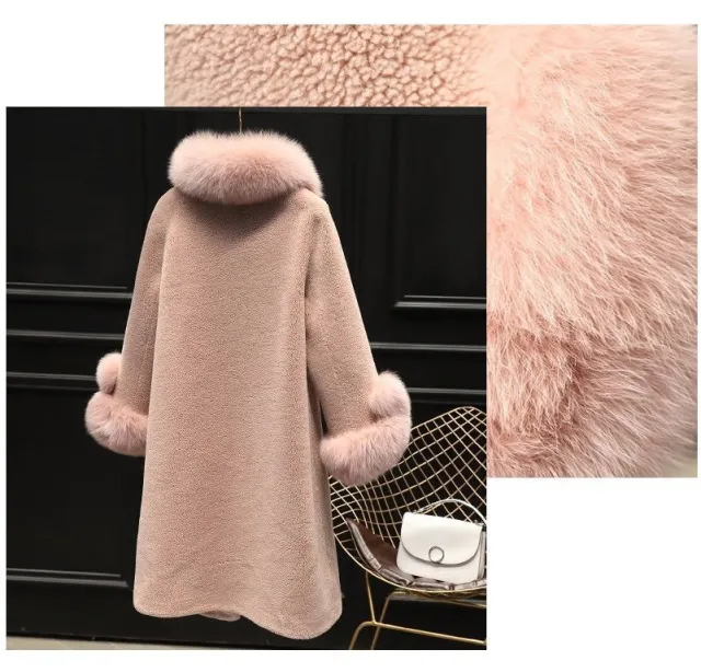 Women's Casual Sheep Shearing Coat Mid length Pink - Shop at LoveMi