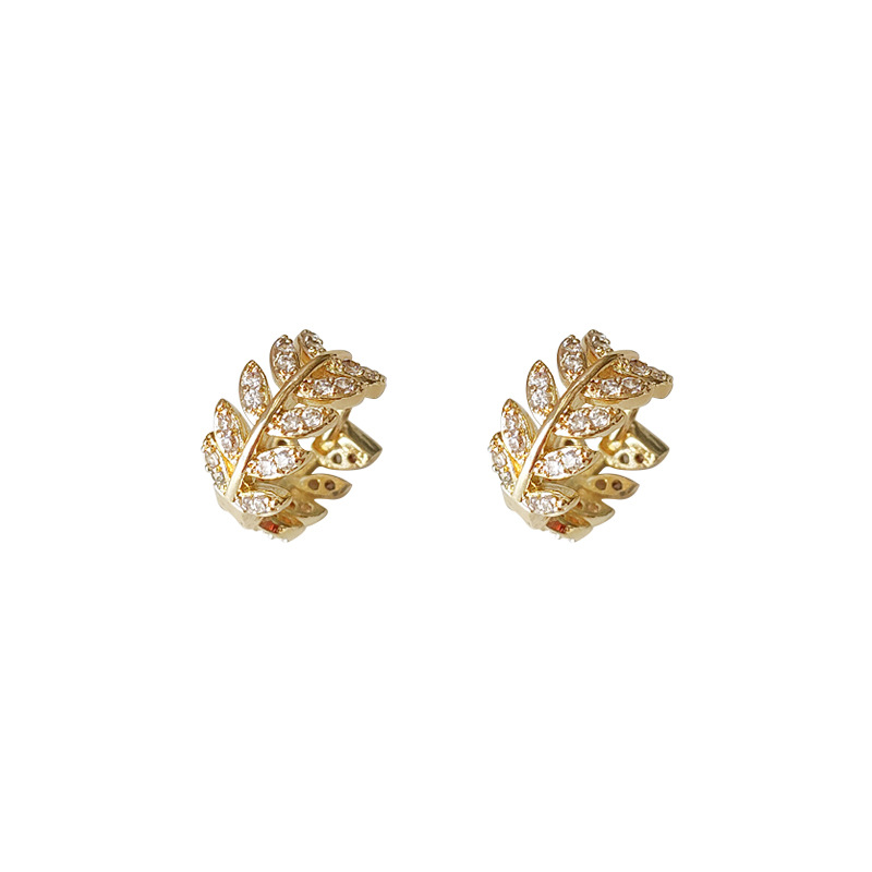 Micro-paved Zircon-plated 14K Wheat Ear Buckle