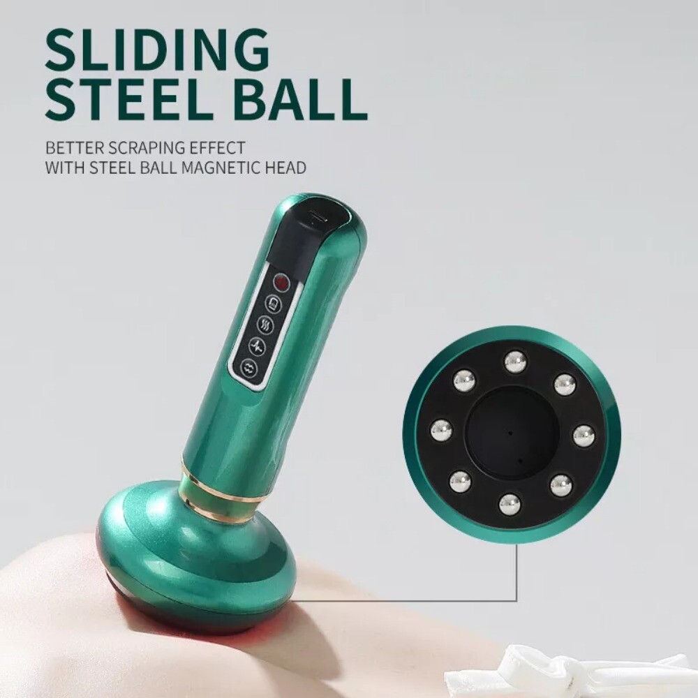 12 Levels Electric Cupping Massager Vacuum Suction GuaSha Anti Cellulite Beauty  Green