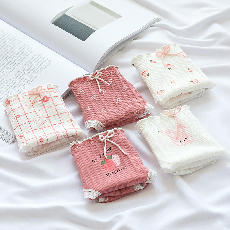 Title 5, Strawberry Cute Rabbit Wood Ear Edge Cotton Cro...