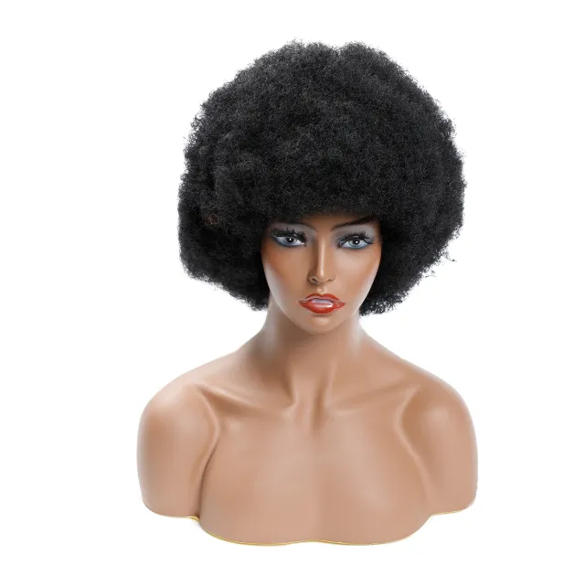 Microwave Short Curly Hair Fluffy Explode Wig Headgear Black - Shop at LoveMi