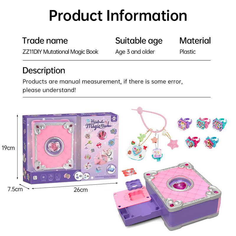 Girls Jewelry Making Kit DIY Arts And Crafts Gifts Necklace Pendant and Bracelet Crafting Set Versatile Magic Sticker Machine Magic Book Children's DIY Making Christmas Gift Jewelry Gift Set For Kids G