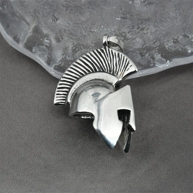 Titanium Steel Spartan Warrior Helmet Necklace