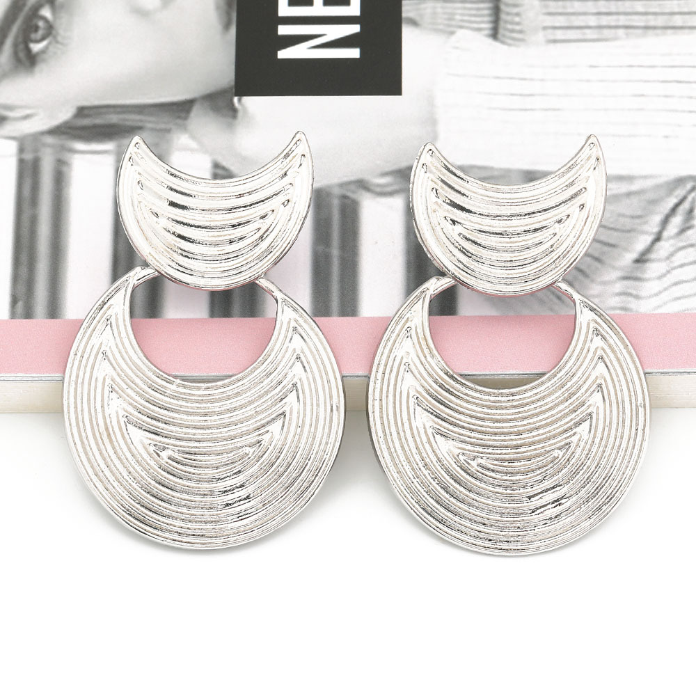 Multi-layer Geometric Round Alloy Earrings