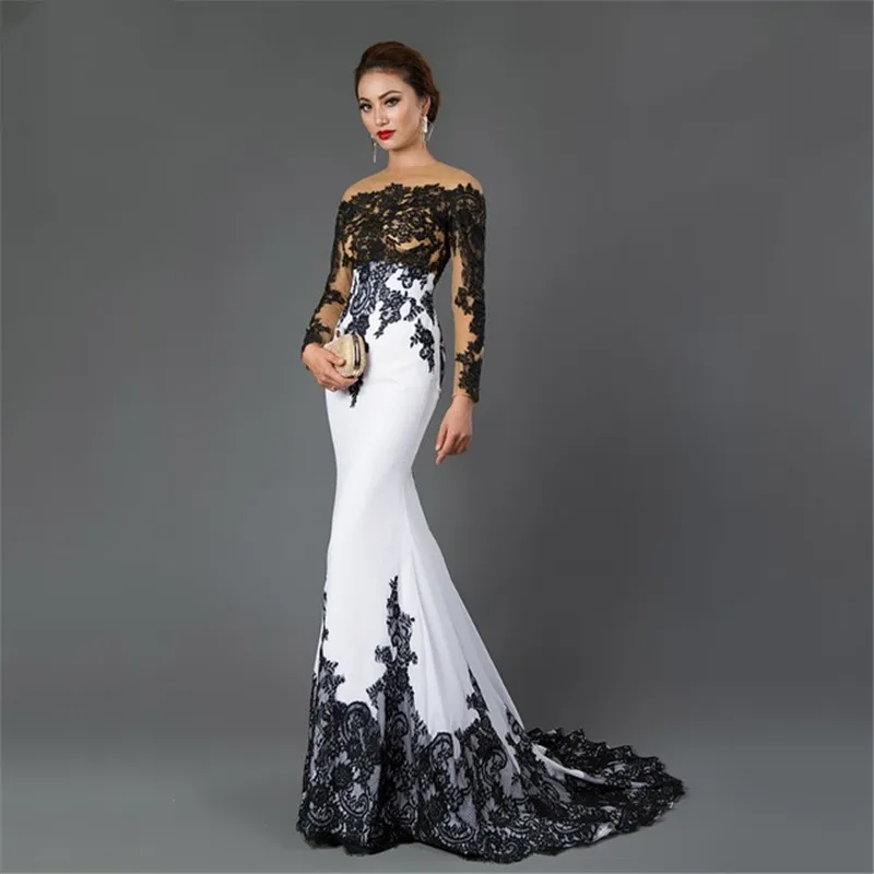 Embroidered Lace Maxi Dress With Fishtail Slim Tail - White