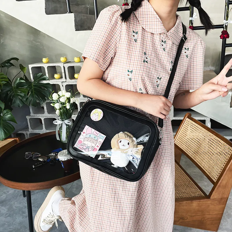 Cute Personality Transparent Girl Doll Bag - Black