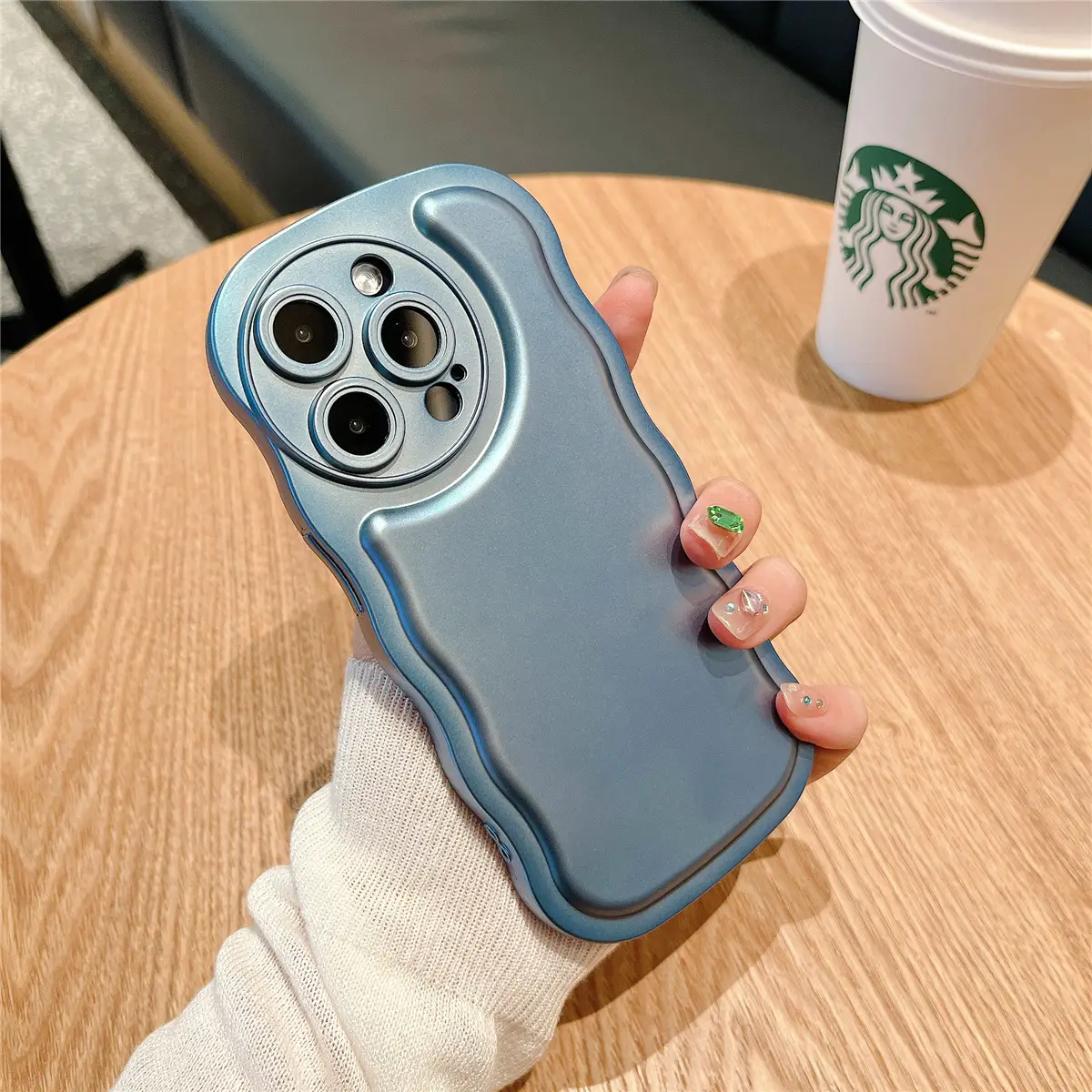 Wave Pattern Electroplating Solid Color Mobile Phone Case