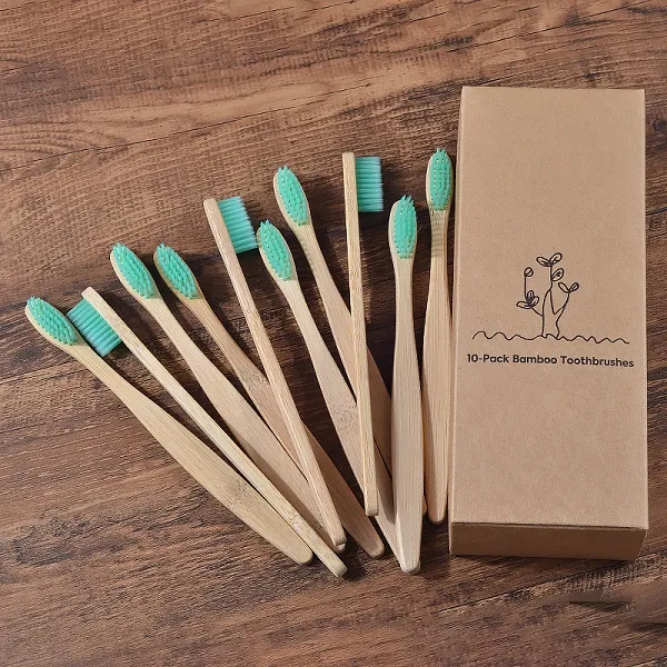 New Design Mixed Color Bamboo Toothbrush Eco Friendly Woode Mint Green - Shop at LoveMi