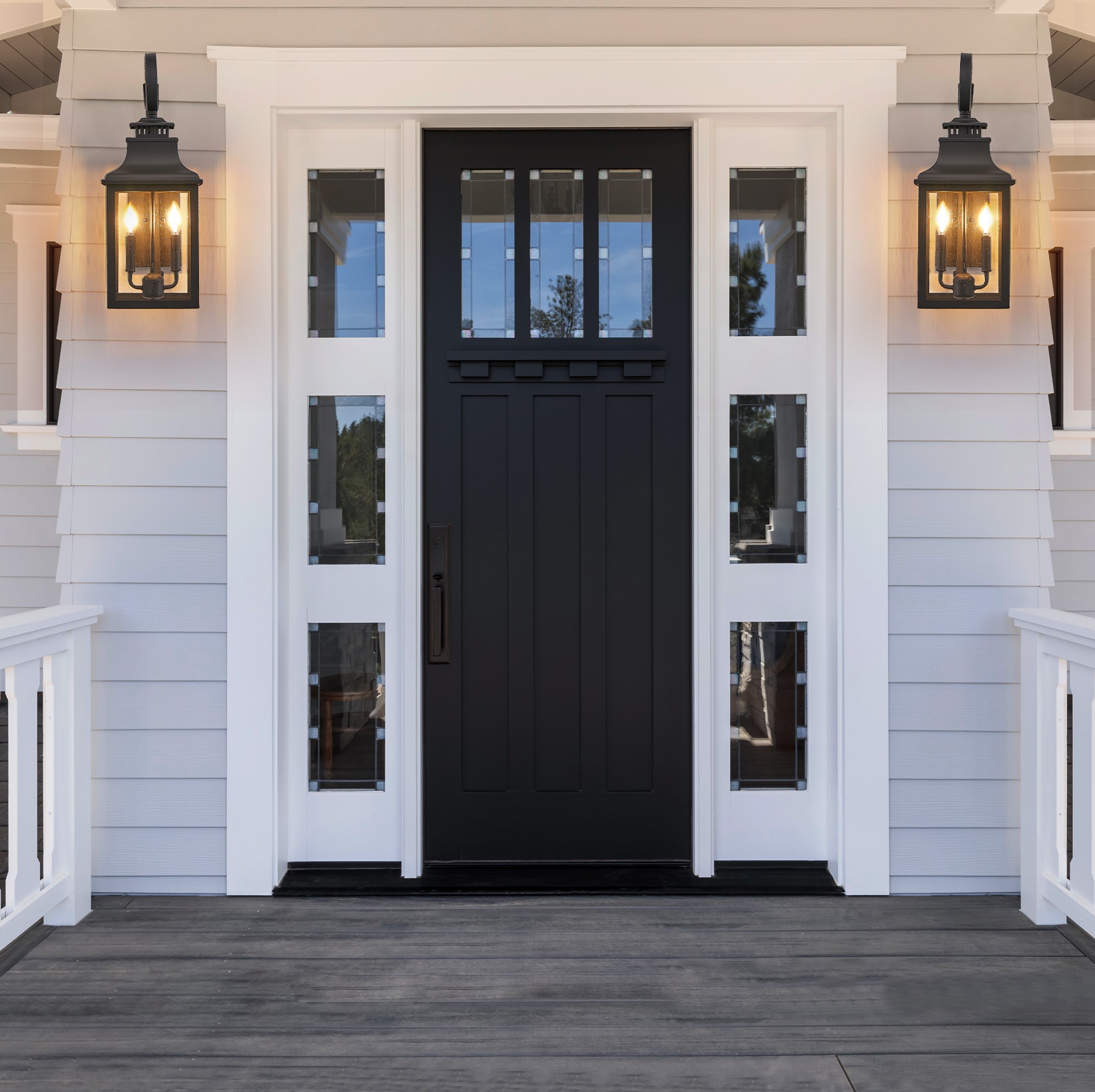 23 H 2-Pack Outdoor Wall Lantern Light  Vintage Black Metal Sconce With Clear Seeded Glass For Porch, Patio, And Garden  Bulb Not Included