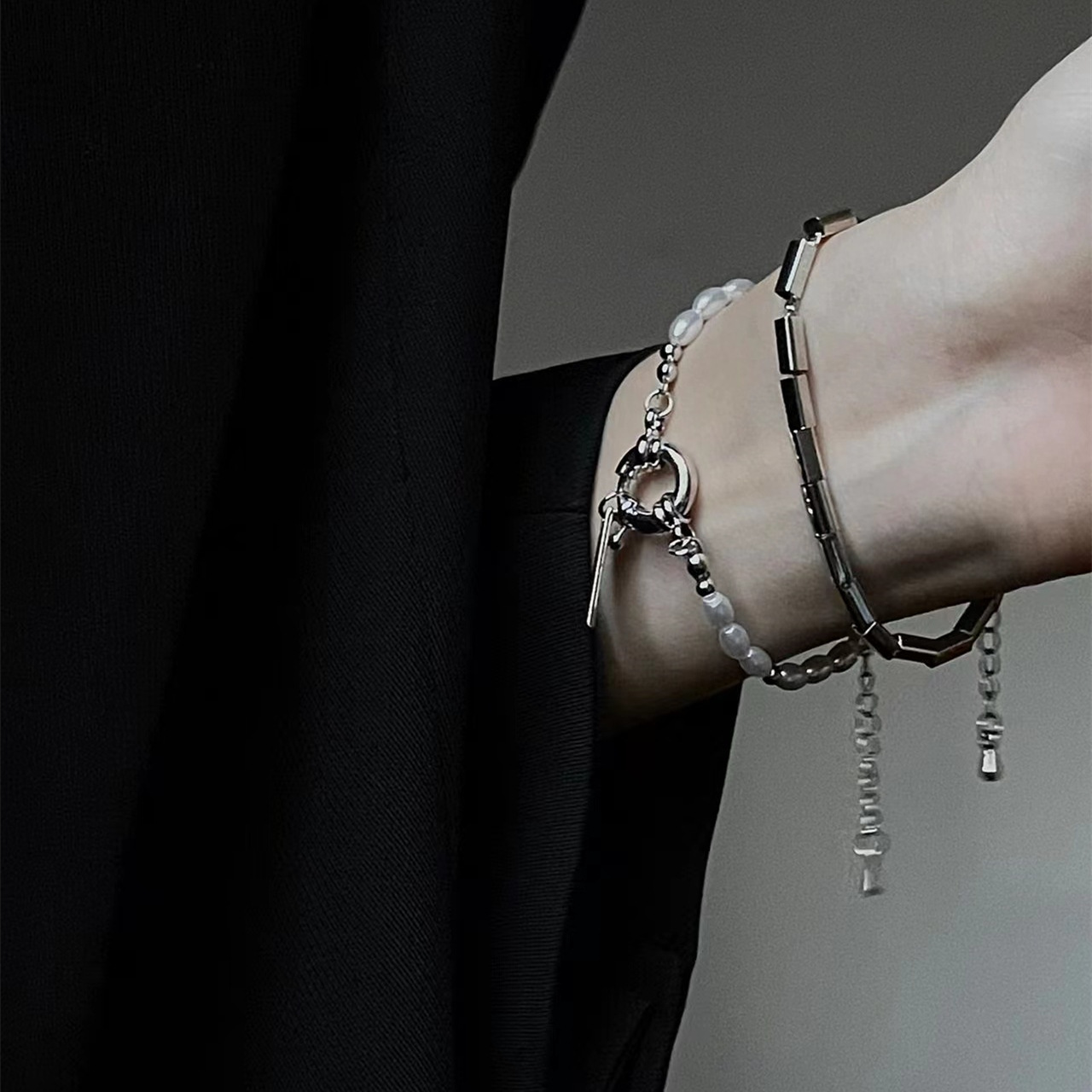 Alloy Square Pearl Bracelet Women's Trendy Niche Design