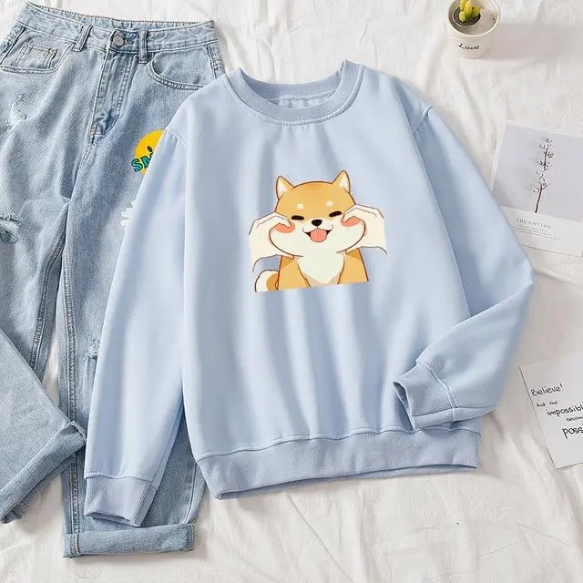 Women's Pinch Shiba Cheek Sweatshirt Sky Blue - Shop at LoveMi