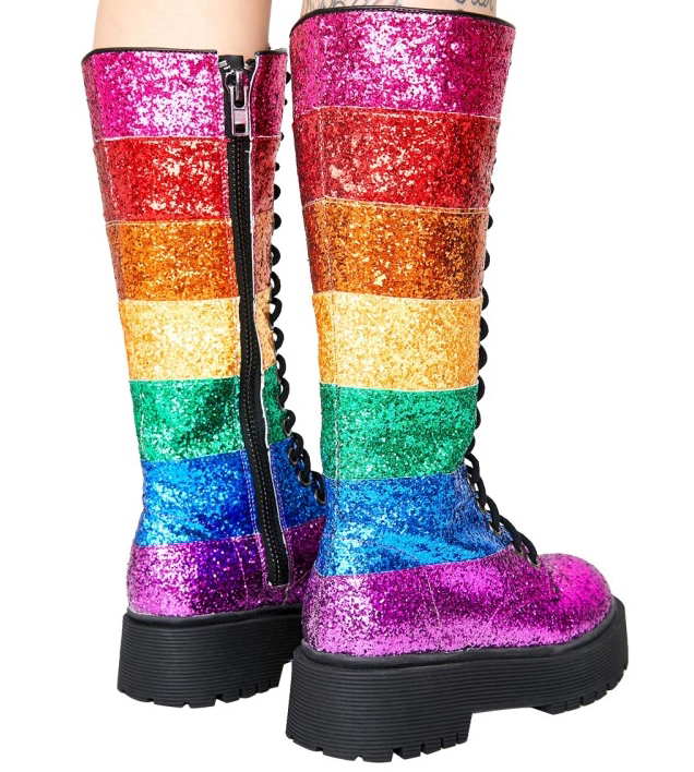 Title 5, Sequins Color Matching Straps Martin Boots Trif...