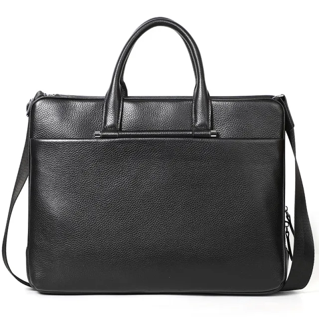 Men's Large Capacity Leather Briefcase Black - Shop at LoveMi